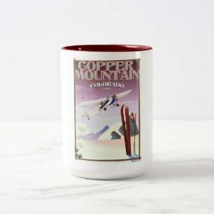 Copper Mountain Colorado Vintage Poster Zweifarbige Tasse