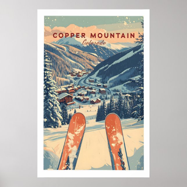 Copper Mountain Travel Poster Sunset Ski Slopes 1 (Vorne)