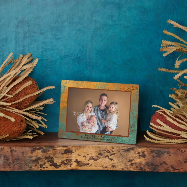 Copper Patina Personalisiert Name Foto Plaque Fotoplatte (Seite)