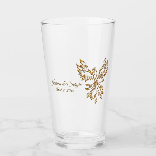 Copper Phoenix steigt auf schwarz Glas (Vorderseite)