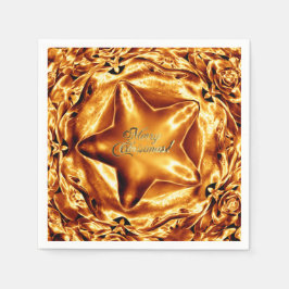 Copper Star Imitate Golf Foil Text Frohe Weihnacht Serviette