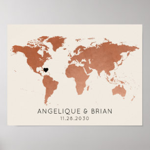 Copper Travel Theme Guest Sign in Wedding Mitzvah Poster