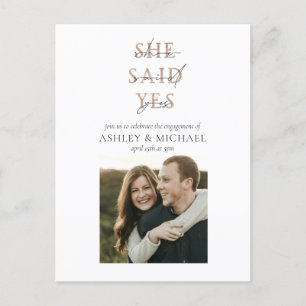 COPPER TYPOGRAPHY Foto Wedding Engagement Party Ankündigungspostkarte