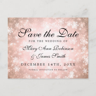 Copper Winter Wonderland Elegant Save the Date Ankündigungspostkarte