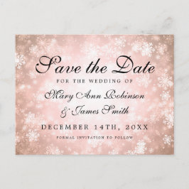 Copper Winter Wonderland Elegant Save the Date Ankündigungspostkarte