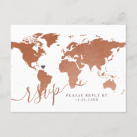Copper World Map Reiseziel UAWG Postkarte