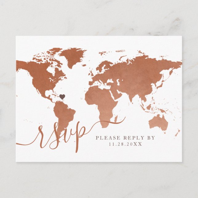 Copper World Map Reiseziel UAWG Postkarte (Vorderseite)