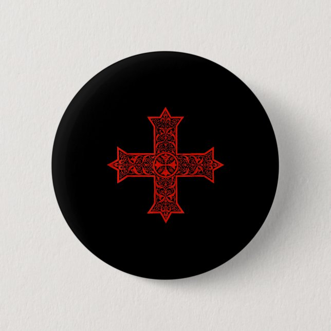 Coptic Cross Coptic Orthodox Church Eastern Christ Button (Vorderseite)
