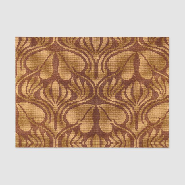 Coptic embroidery pattern  - Orange leaves Seidenpapier (Vorderseite)