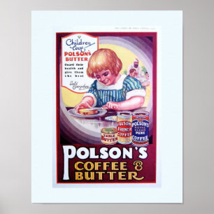 Copy 1930 Old Ad - Indien: Polsons Kaffee & Butter Poster