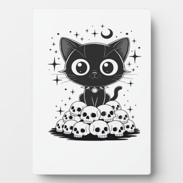 Copy of Cat Skulls Creepy Cute Kitty Goth Black Al Fotoplatte (Vorderseite)
