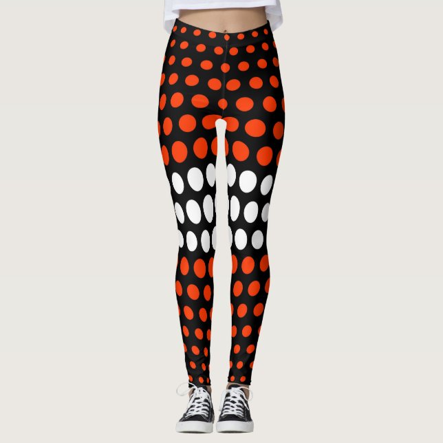 Coquelicot und White Polka Dot Pattern Leggings (Vorderseite)