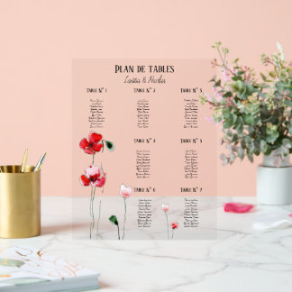 Coquelicots-Tabellenplan Acrylschild