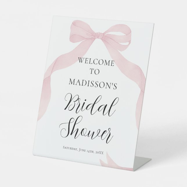 Coquete pink bow Bridal Shower Welcome sign Sockelschild (Vorderseite)