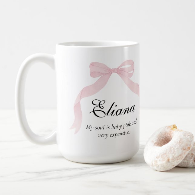 Coquete pink bow Classic Sticker  Kaffeetasse (Mit Donut)