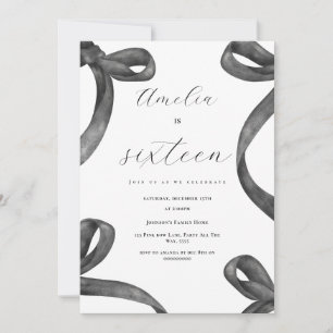 Coquette 16. Geburtstag Girl Black Bow 18. 21. Einladung