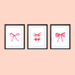 Coquette 16x20 Pink Bows Niedlich Girl Kinderzimme Bilderwand Sets