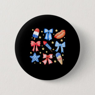 Coquette 4. Juli Blue Red Bows Stars Button