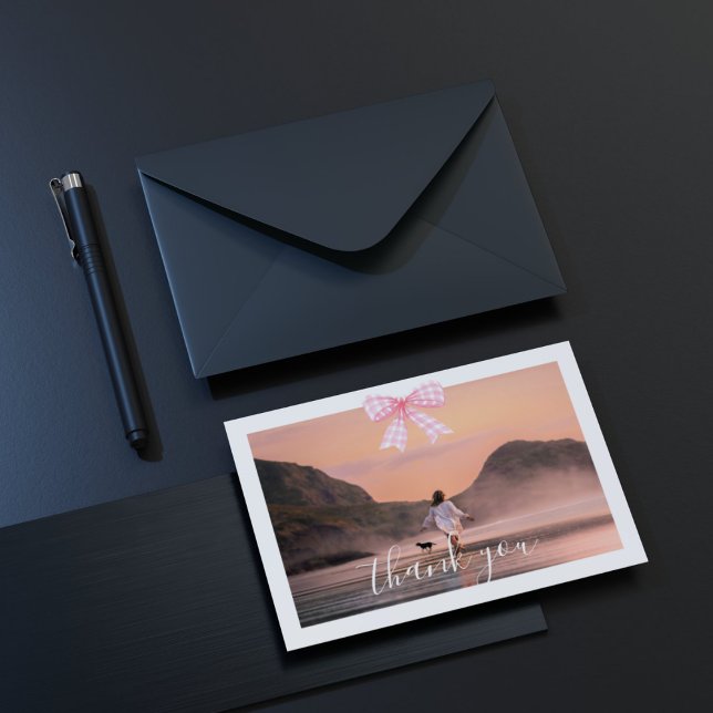 Coquette Abschluss Gingham Bow Danke, Card Mitteilungskarte (Von Creator hochgeladen)