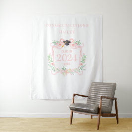 Coquette-Abschluss-Wappen mit Foto-Hintergrund Wandteppich