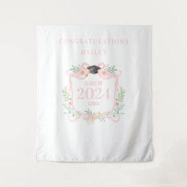 Coquette-Abschluss-Wappen mit Foto-Hintergrund Wandteppich