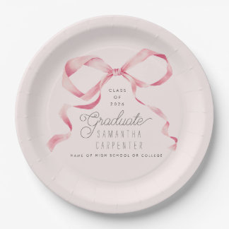 Coquette-Abschlussfeier mit rosa Schleife Pappteller