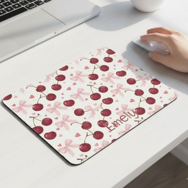 Coquette Aesthetic Mouse Pad Cherry Red Bows  Mousepad (Von Creator hochgeladen)