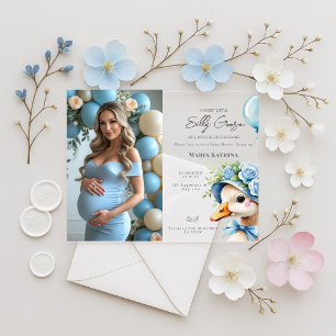 Coquette Albern Gänse Blue Bow Boy Baby Dusche Acryleinladungen