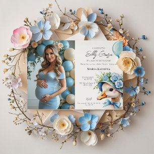 Coquette Alberne Gans Blaue Schleife Junge Baby-Pa Einladung