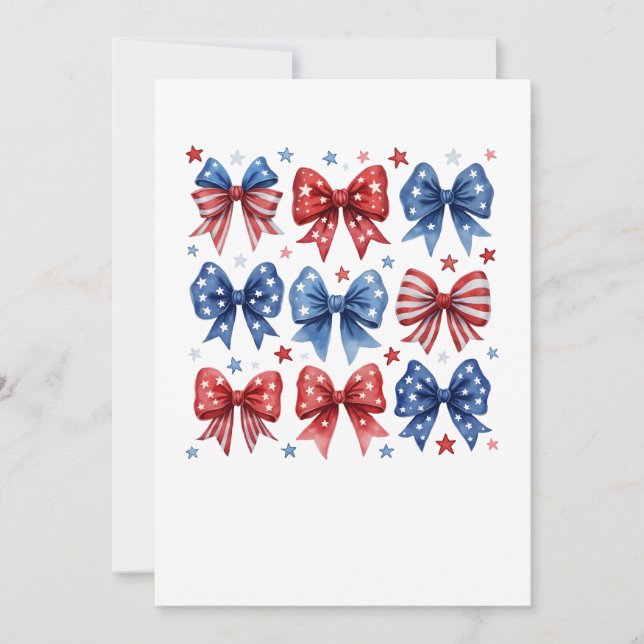 Coquette American Flag Coquette Bow 4. Juli Einladung (Vorderseite)