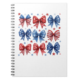 Coquette American Flag Coquette Bow 4. Juli Notizblock