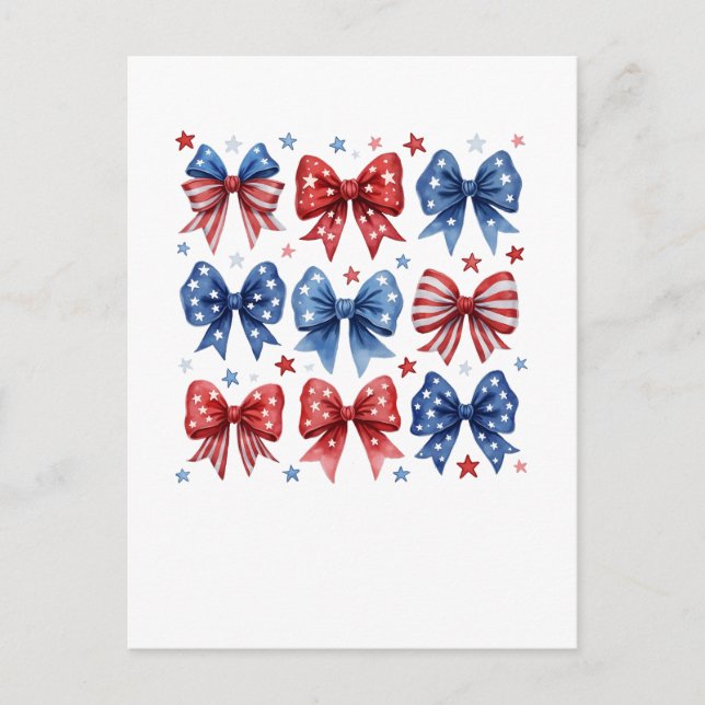 Coquette American Flag Coquette Bow 4. Juli Postkarte (Vorderseite)