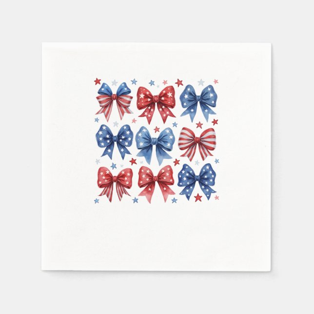 Coquette American Flag Coquette Bow 4. Juli Serviette (Vorderseite)