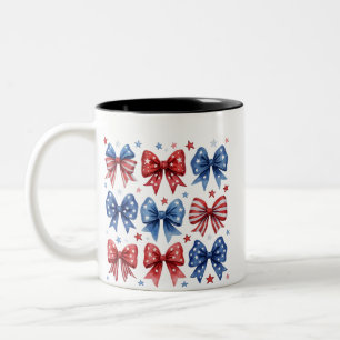 Coquette American Flag Coquette Bow 4. Juli Zweifarbige Tasse