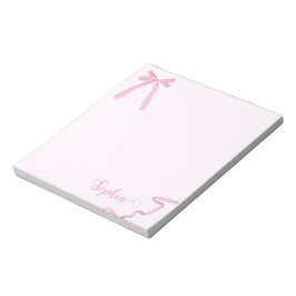 Coquette Aquarellfarbe Rosa Bow Ribbon Personalisi Notizblock