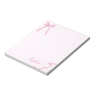 Coquette Aquarellfarbe Rosa Bow Ribbon Personalisi Notizblock