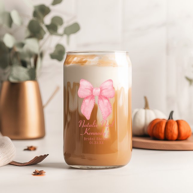Coquette Ästhetik Niedlich Pink Bow Personalisiert Dosenglas (Von Creator hochgeladen)