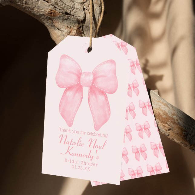 Coquette Ästhetik Niedlich Pink Bow Personalisiert Geschenkanhänger (Von Creator hochgeladen)