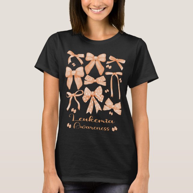 Coquette Ästhetik Orange Bow Leukemia T-Shirt (Vorderseite)
