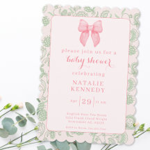 Coquette Ästhetik Pink Bow Sage Green Baby Girl