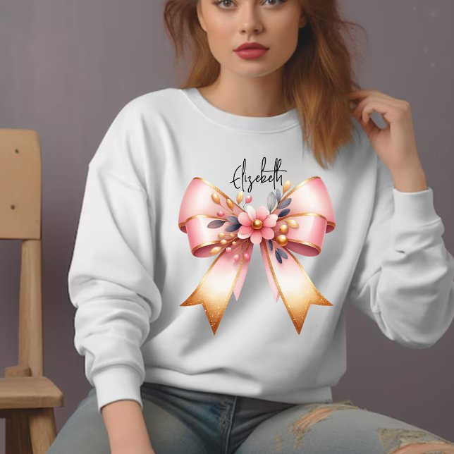 Coquette Ästhetisch Pink Bow Individuelle Name Swe Sweatshirt (Von Creator hochgeladen)