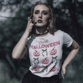 Coquette Ästhetische Illustration Pumpkin und Bow T-Shirt