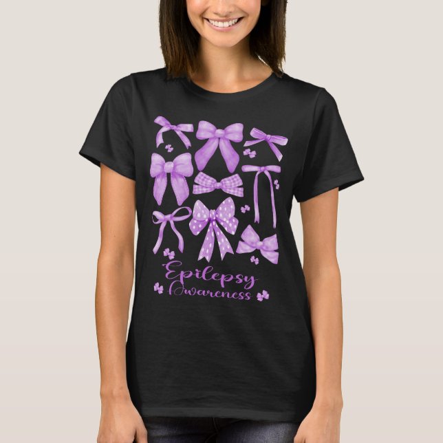 Coquette Ästhetische Lila Bow Epilepsie T-Shirt (Vorderseite)
