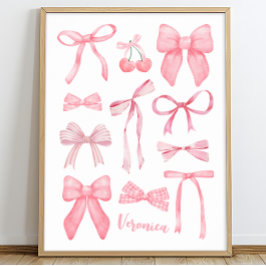Coquette Ästhetische Niedlich Girl Pink Bows mit N Poster