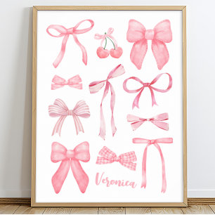 Coquette Ästhetische Niedlich Girl Pink Bows mit N Poster