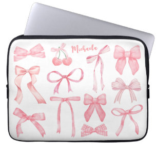 Coquette Ästhetische Niedliche Pink Bows Girly Fem Laptopschutzhülle