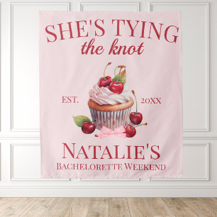 Coquette Ästhetische Pink Bow Cherry Cake Extravag Wandteppich