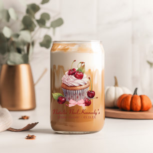 Coquette Ästhetische Pink Bow Cherry Personalisier Dosenglas