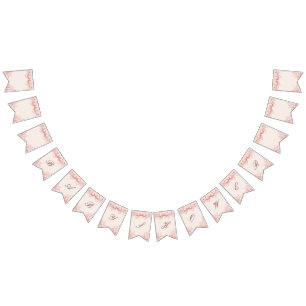 Coquette Baby Girl Bunting Banner, rosa Blumenband Wimpelkette