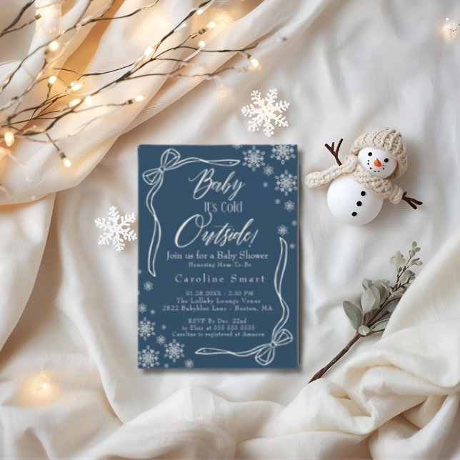 Coquette Baby mit kalter Außendusche Einladung (Coquette Baby its Cold outside blue baby shower Invitation)